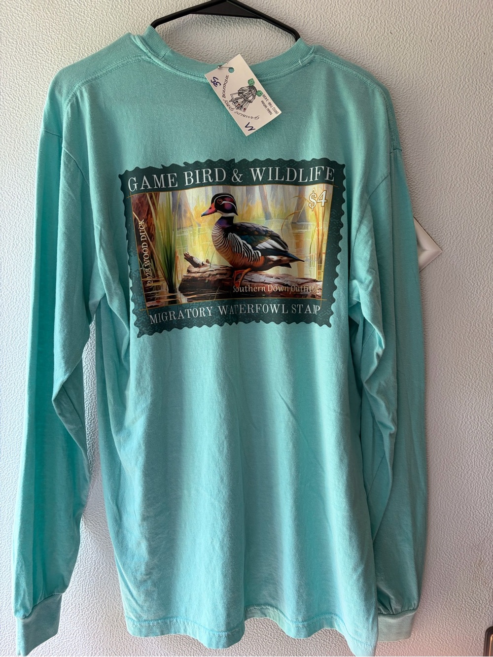 Unbranded Men's Long-Sleeve Teal Graphic Shirt - Game Bird & Wildlife